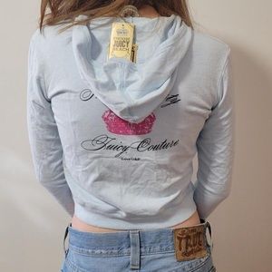 Juicy Couture Hoodie Light Blue New With Tags Zipper Souvenir of Her Majesty M